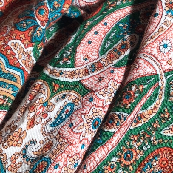 Umgee tunic blouse bohemian paisley green maroon blue tan white S - Picture 5 of 7